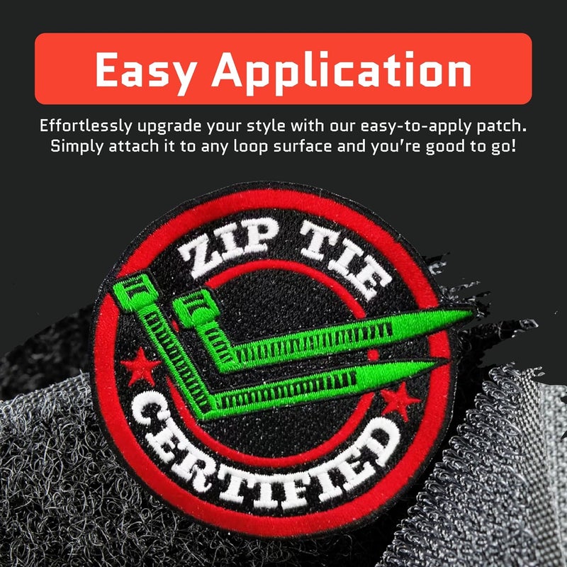 Jestik Zip Tie Certified Embroidery Patch - Funny Meme Embroidered Patches, Military Tactical Morale Patch with Hook and Loop Fastener, Cute Patches for Backpacks, Jeans, Jackets, Vests, Hats & More - Image 3